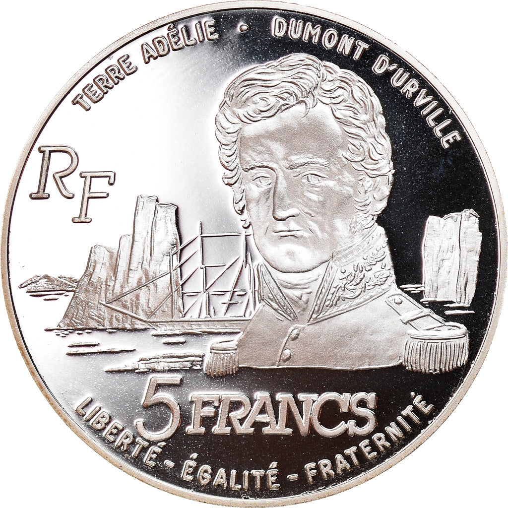 Coin, France, Terres Australes, 5 Francs, 1992, Paris, Proof, MS(65-70), Silver