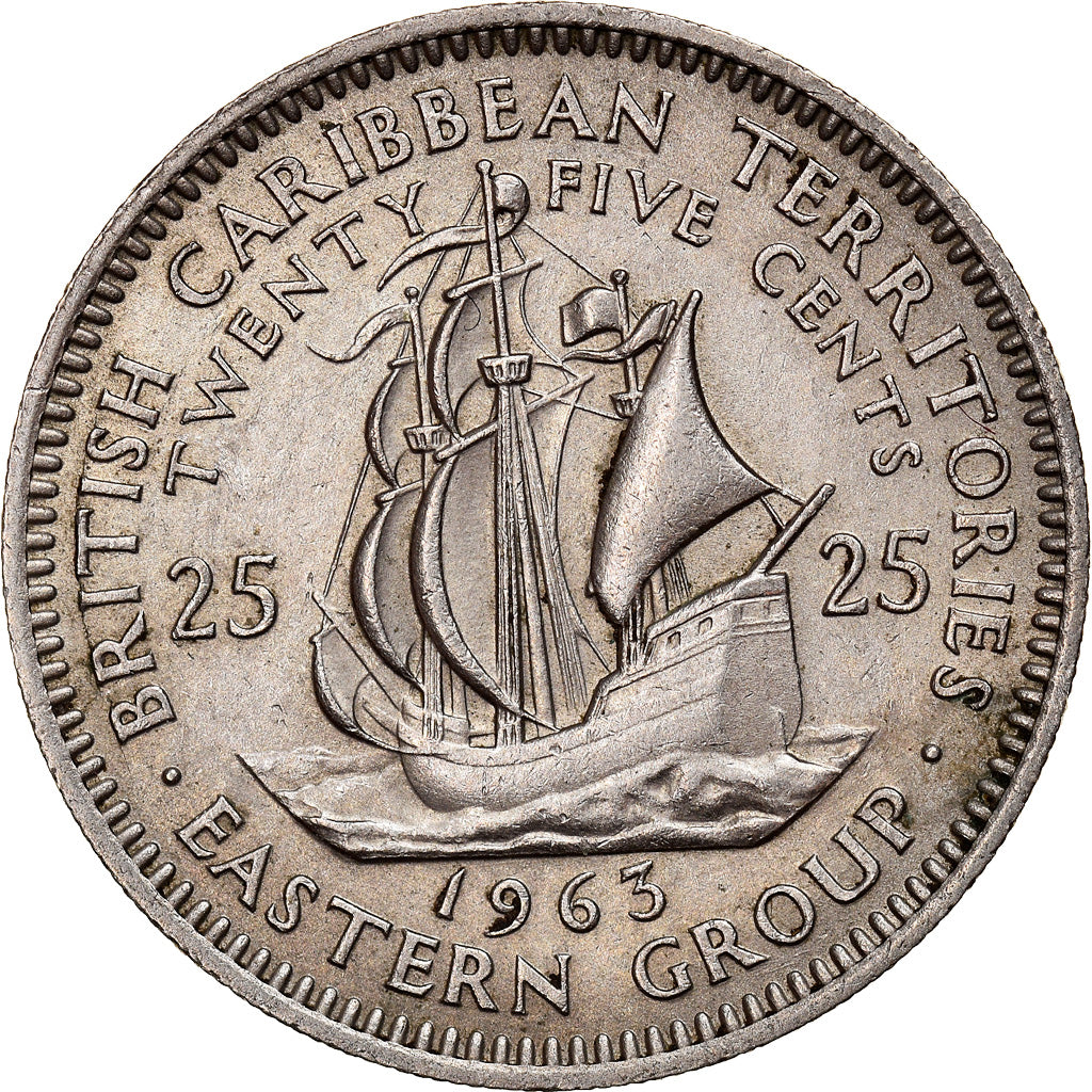 Moneta, Stati dei Caraibi Orientali, Elizabeth II, 25 Cents, 1963, BB