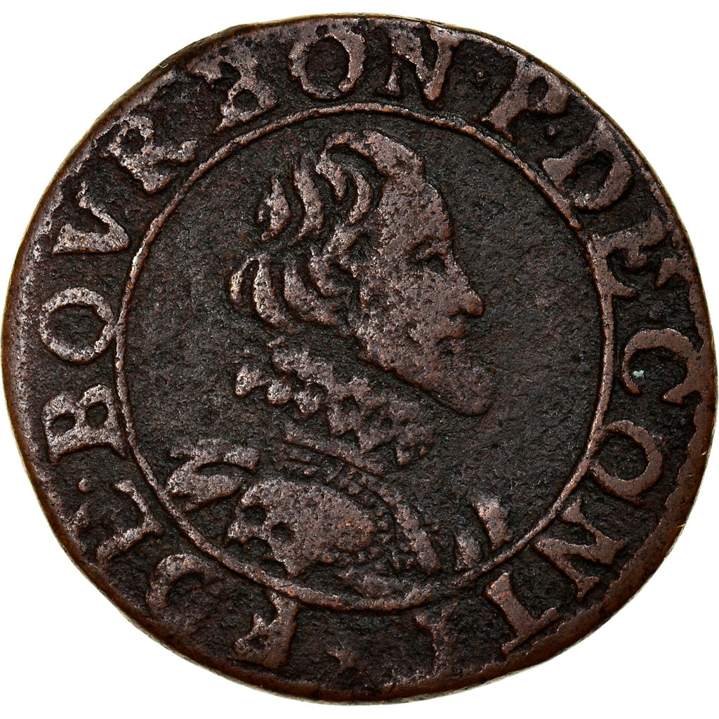 Moneda, Francia, Double Tournois, Château-Regnault, BC+, Cobre, CGKL:674