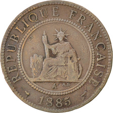 FRENCH INDO-CHINA, Cent, 1885, Paris, KM #1, VF(30-35), Bronze, 31, Lecompte...