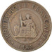 FRENCH INDO-CHINA, Cent, 1885, Paris, KM #1, VF(30-35), Bronze, 31, Lecompte...