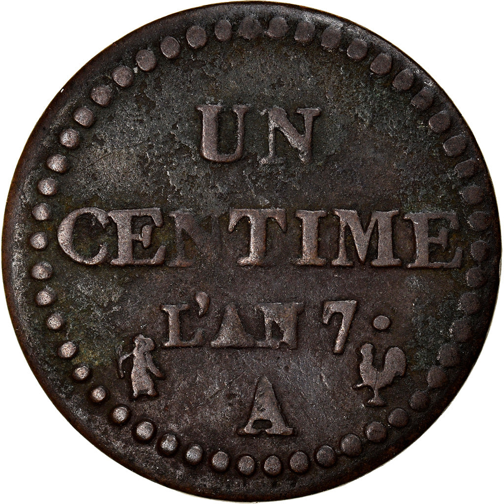 Coin, France, Dupré, Centime, AN 7, Paris, VF(30-35), Bronze, KM:646