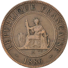 FRENCH INDO-CHINA, Cent, 1886, Paris, KM #1, EF(40-45), Bronze, 31, Lecompte...