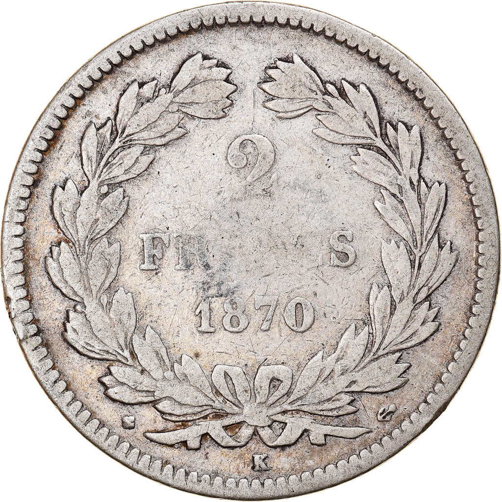 Coin, France, Cérès, 2 Francs, 1870, Bordeaux, VF(20-25), Silver, KM:816.2