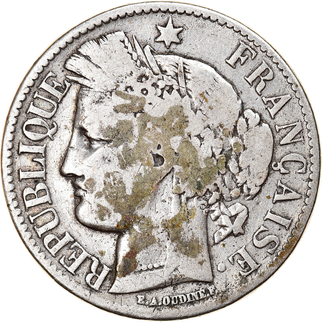 Moneta, Francia, Cérès, 2 Francs, 1870, Bordeaux, MB, Argento, KM:816.2