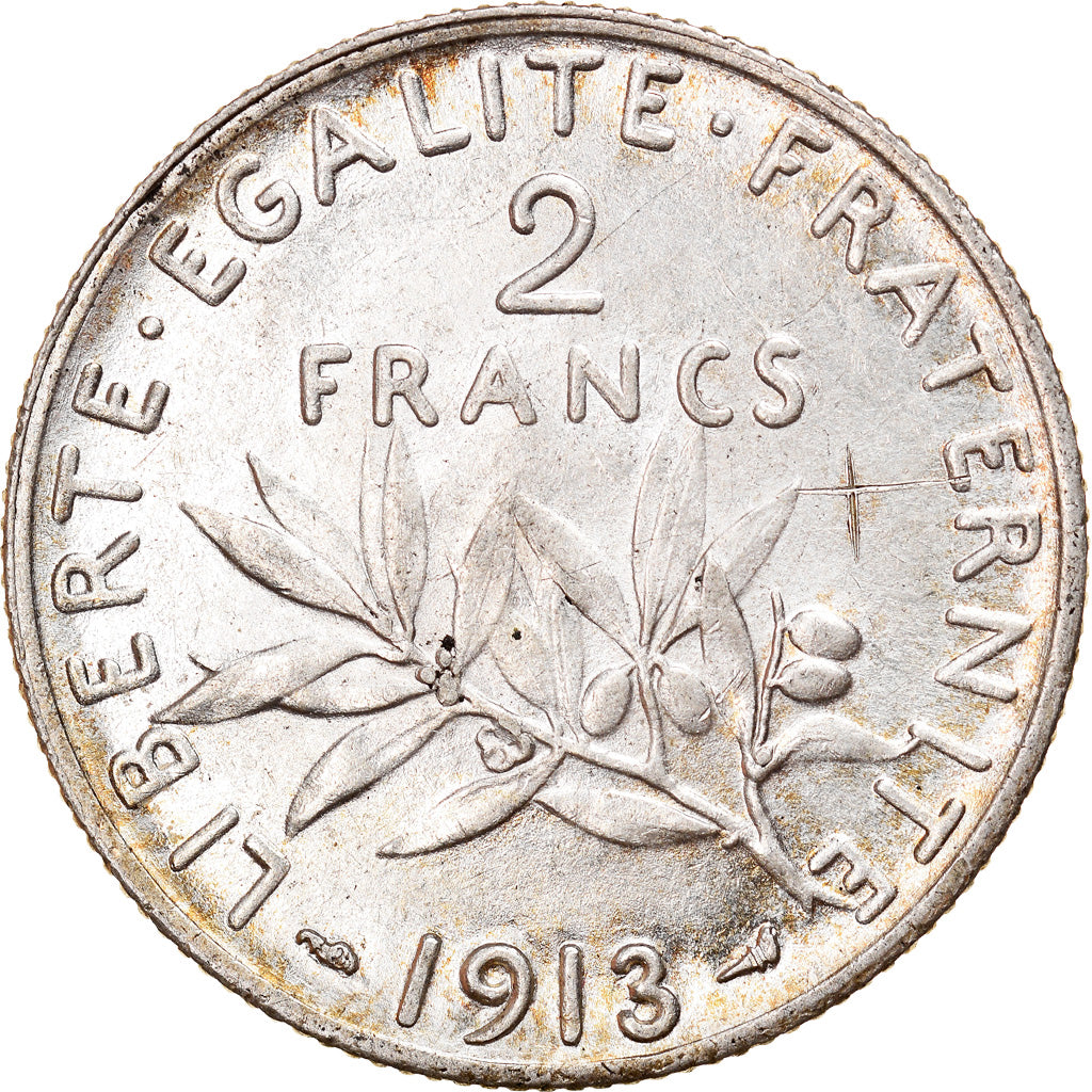 Coin, France, Semeuse, 2 Francs, 1913, Paris, AU(55-58), Silver, KM:845.1