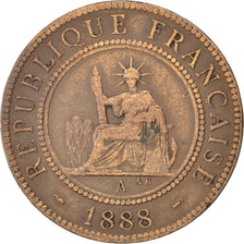 FRENCH INDO-CHINA, Cent, 1888, Paris, KM #1, VF(30-35), Bronze, 31, Lecompte...