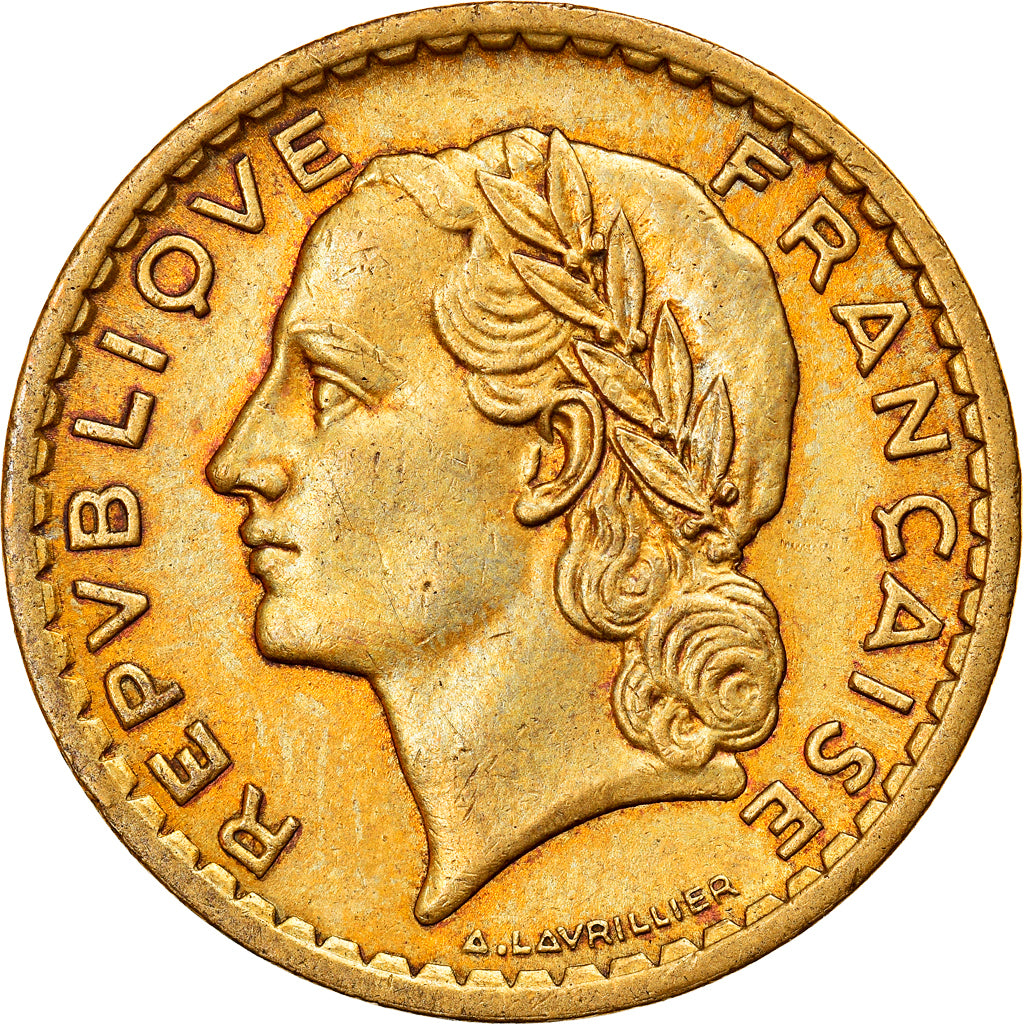 Moeda, França, Lavrillier, 5 Francs, 1945, Castelsarrasin, EF(40-45)