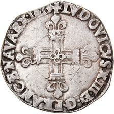 Moeda, França, Louis XIII, 1/4 Écu à la croix, 1/4 Ecu, 1613, Bayonne
