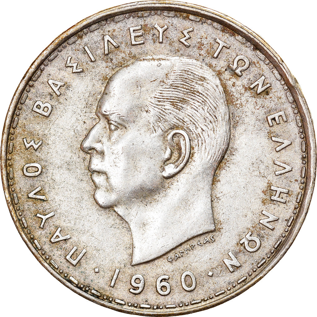 Moneta, Grecia, Paul I, 20 Drachmai, 1960, BB, Argento, KM:85