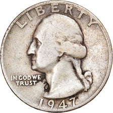 Moneta, USA, Washington Quarter, Quarter, 1947, U.S. Mint, Denver, EF(40-45)