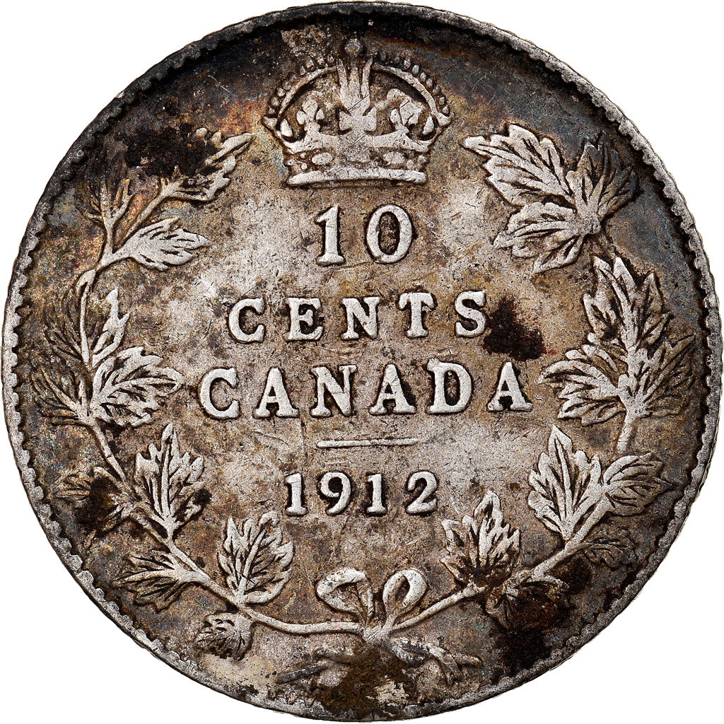 Moneta, Canada, George V, 10 Cents, 1912, Royal Canadian Mint, Ottawa, BB