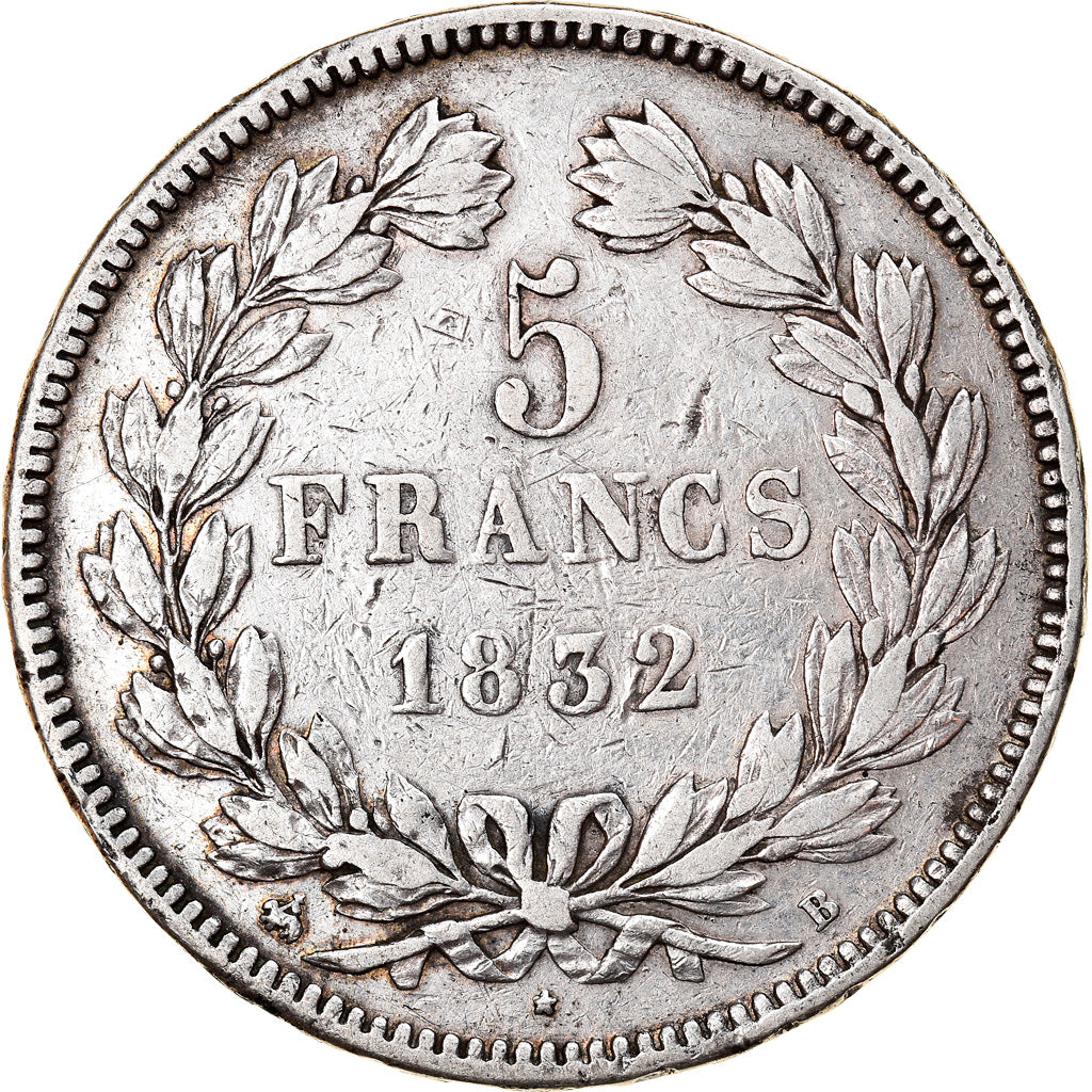 Monnaie, France, Louis-Philippe, 5 Francs, 1832, Rouen, TB+, Argent