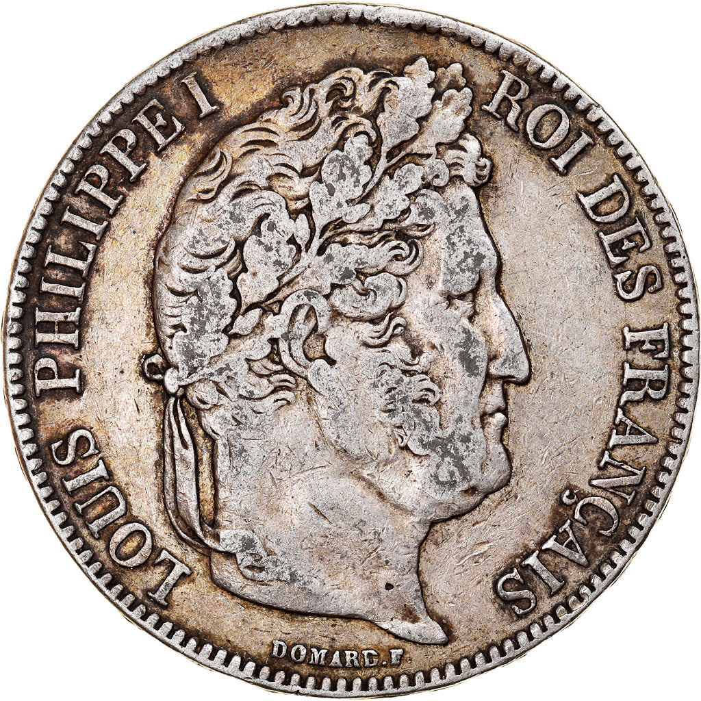 Moneta, Francia, Louis-Philippe, 5 Francs, 1842, Rouen, MB+, Argento, KM:749.2