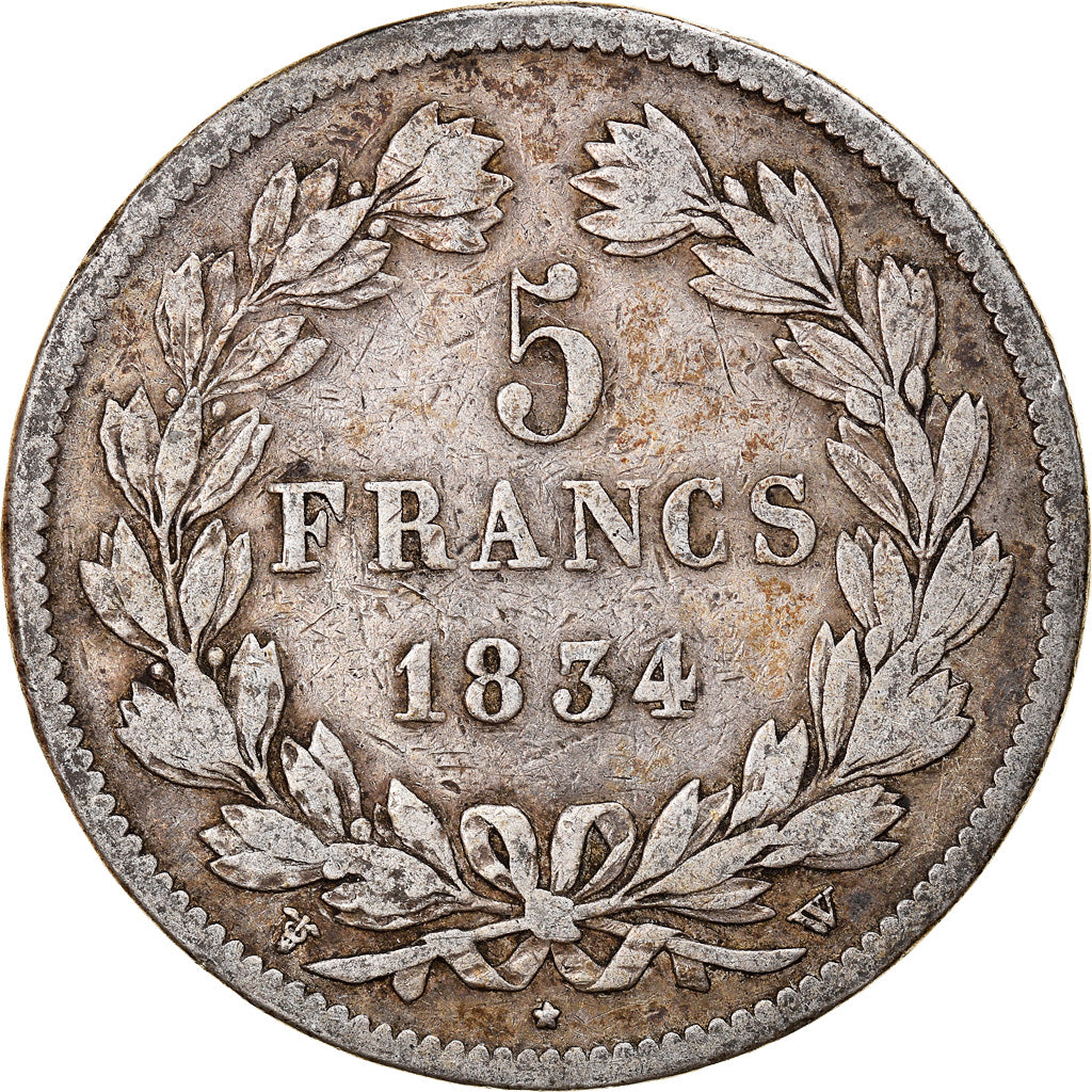 Monnaie, France, Louis-Philippe, 5 Francs, 1834, Lille, TB, Argent, Gadoury:678