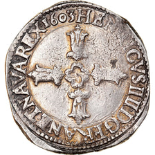 Moneda, Francia, 1/4 Ecu, 1603, La Rochelle, MBC, Plata, Sombart:4686