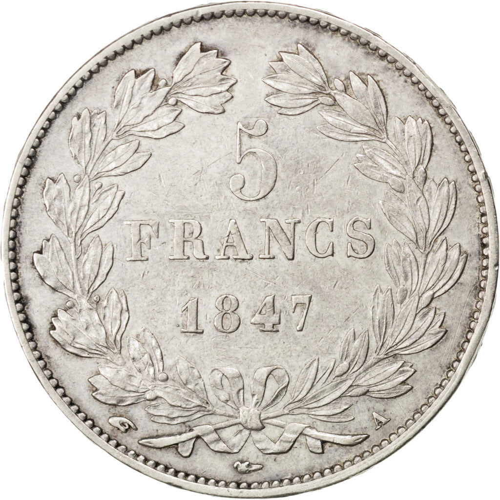 Coin, France, Louis-Philippe, 5 Francs, 1847, Paris, EF(40-45), Silver