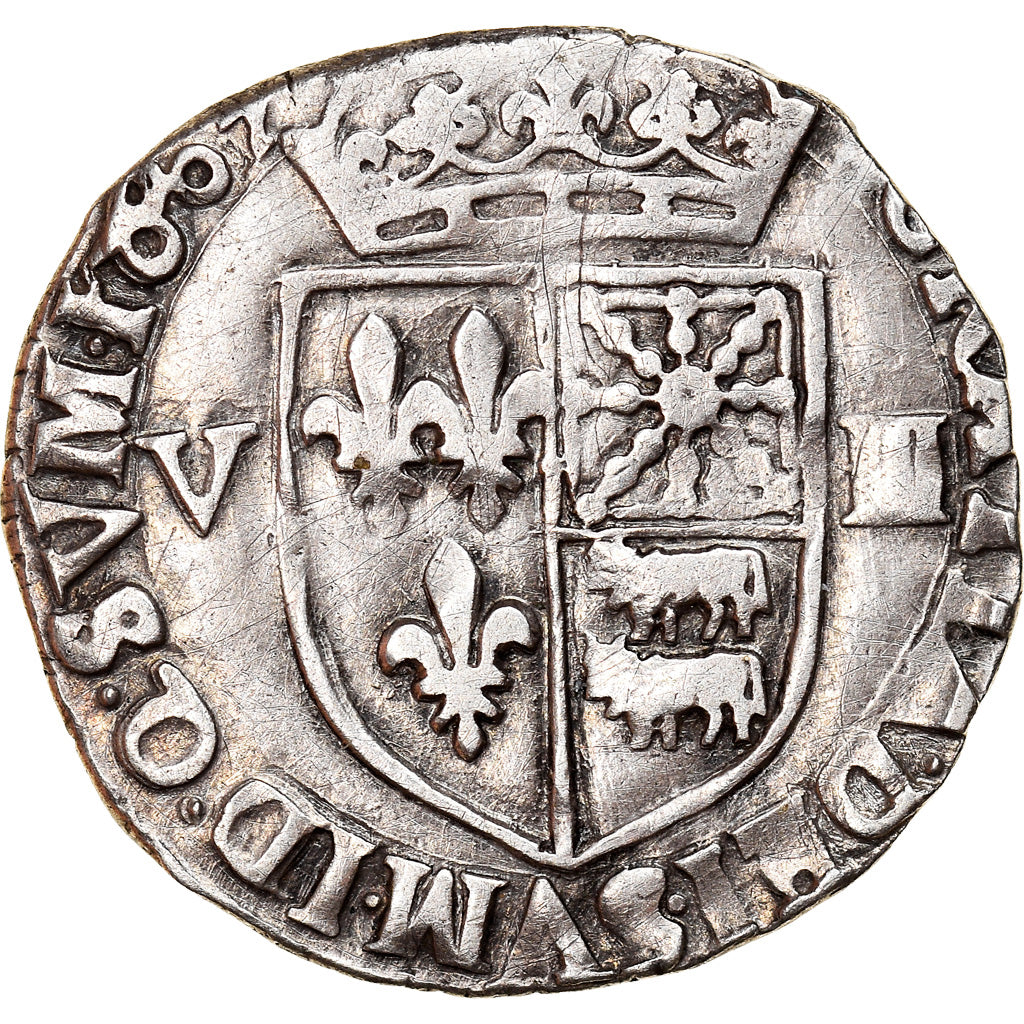 Moneta, Francja, Henri IV, 1/8 Ecu, 1607, Morlaas, EF(40-45), Srebro, KM:2.1