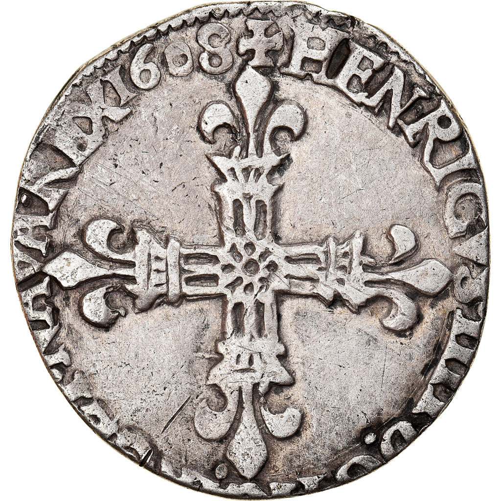Munten, Frankrijk, Henri IV, 1/4 Ecu, 1608, Nantes, ZF, Zilver, Sombart:4678