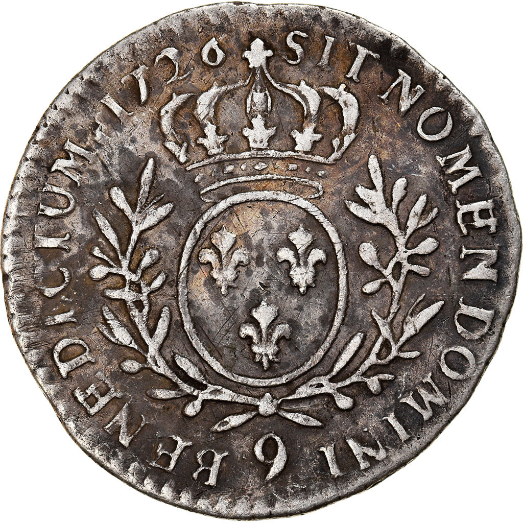 Moeda, França, Louis XV, 1/10 Écu aux branches d'olivier, 1726, Rennes