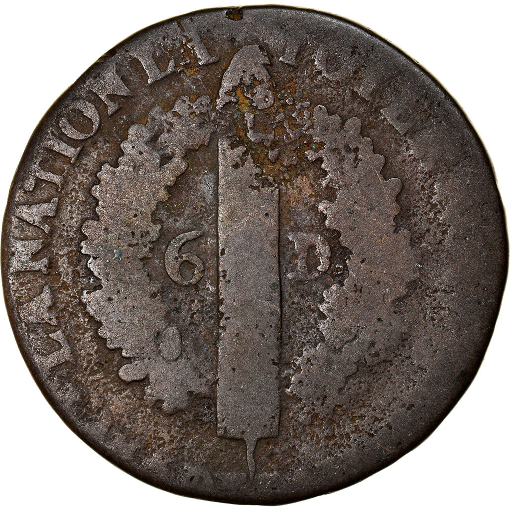 Coin, France, 6 deniers françois, 6 Deniers, 1793, Nantes, F(12-15), Bronze