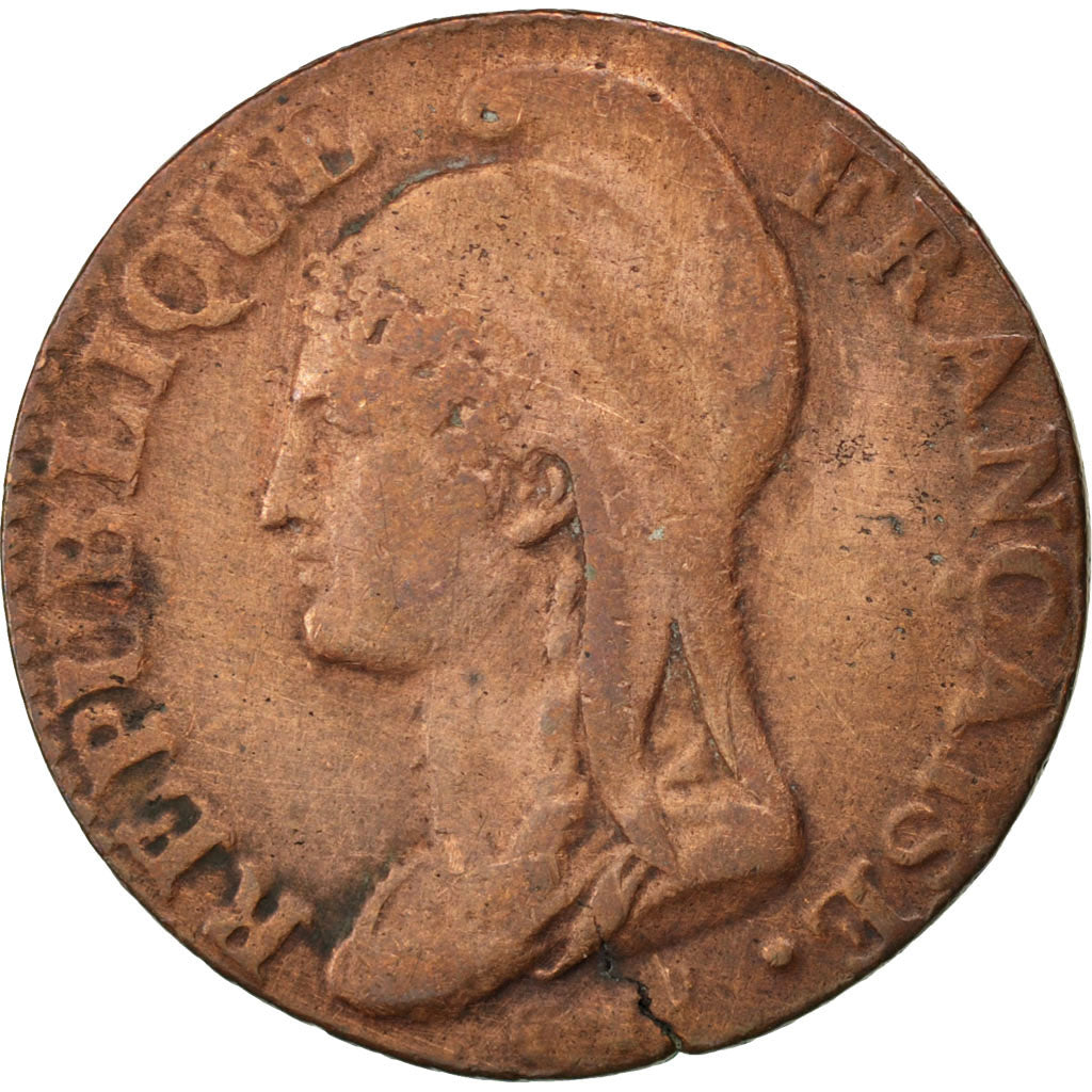 FRANCE, Dupré, 5 Centimes, 1796, Paris, KM #635.1, VF(30-35), Bronze, 23, Gadour