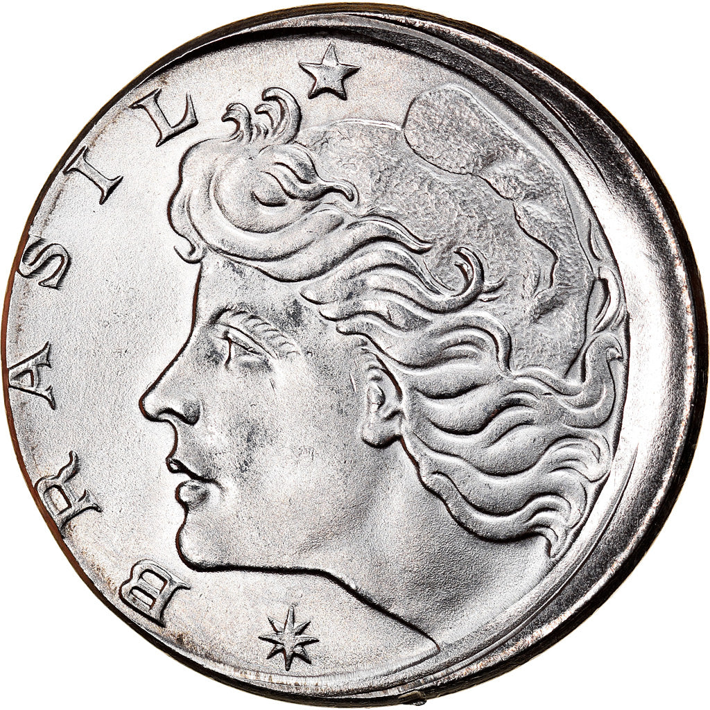 Moeda, Brasil, 20 Centavos, 1977, error off center strike, AU(55-58), Aço
