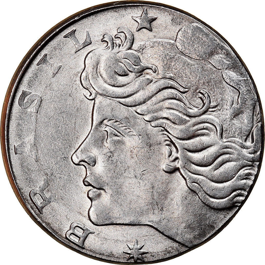 Moeda, Brasil, 20 Centavos, 1977, planchet error, AU(55-58), Aço Inoxidável