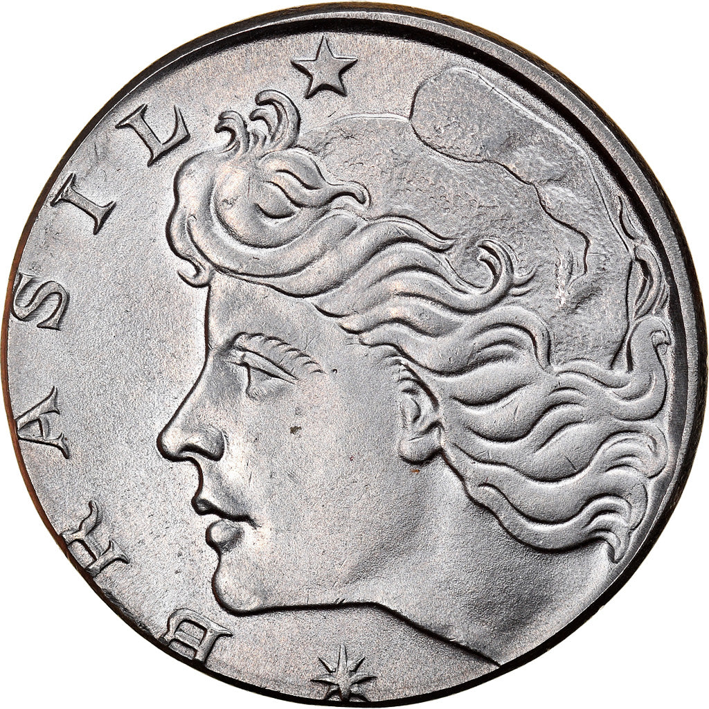 Moeda, Brasil, 20 Centavos, 1977, planchet error, AU(55-58), Aço Inoxidável
