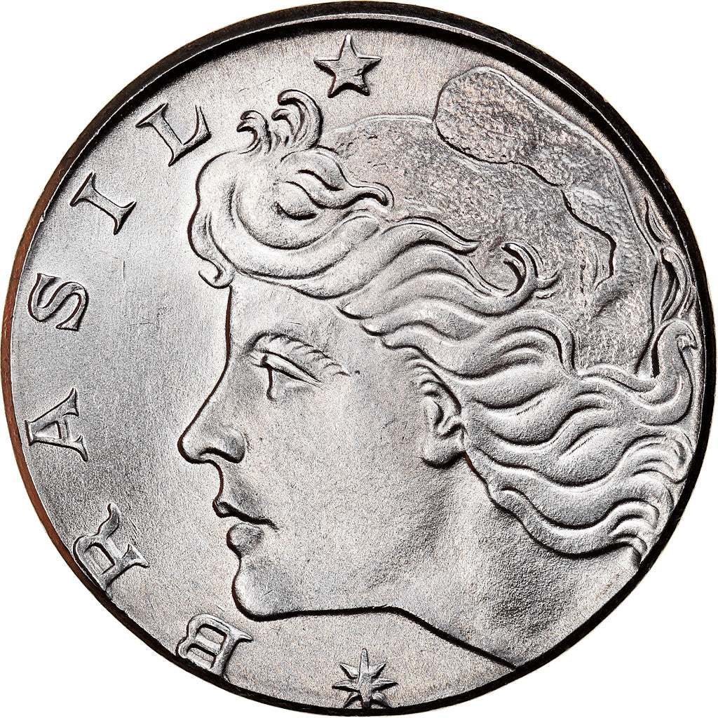 Moneda, Brasil, 20 Centavos, 1977, planchet error, EBC, Acero inoxidable