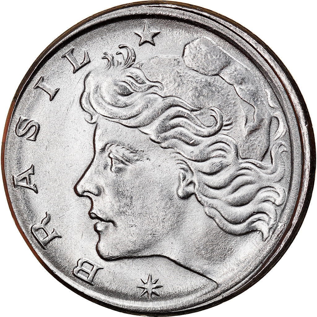 Moneda, Brasil, 10 Centavos, 1977, error off center strike, EBC, Acero