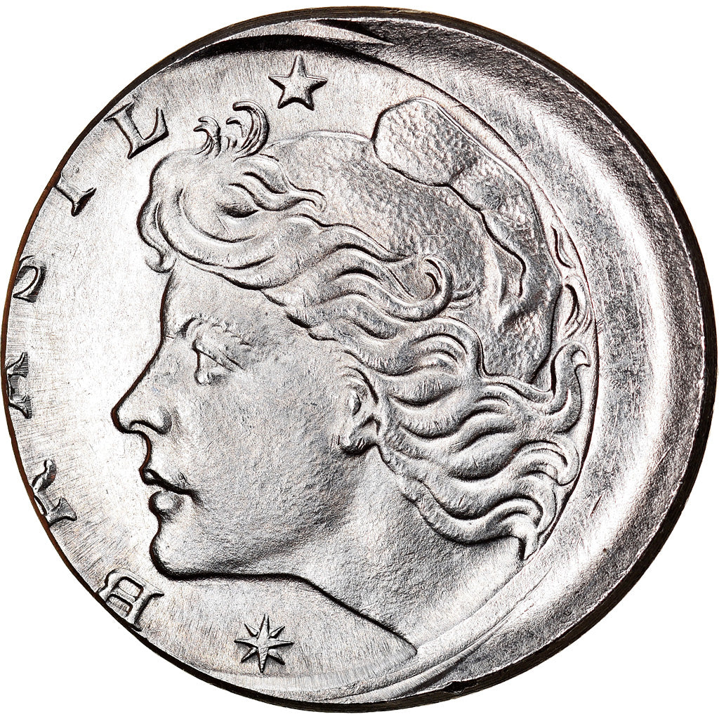 Moneda, Brasil, 10 Centavos, 1977, error off center strike, EBC, Acero