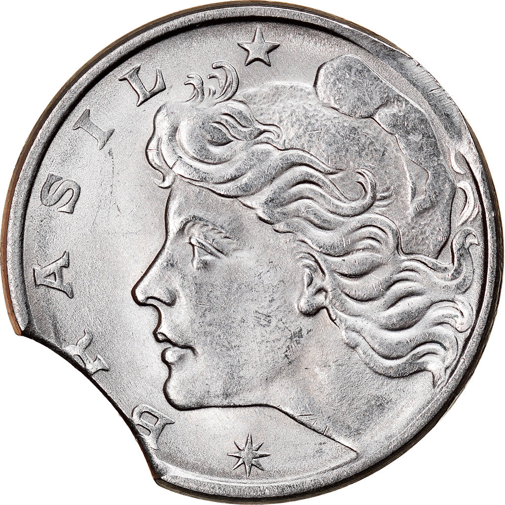 Monnaie, Brésil, 10 Centavos, 1977, error clipped planchet, SUP, Stainless