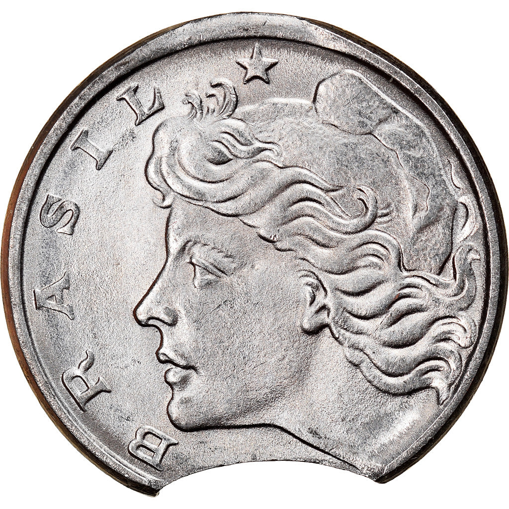 Moneda, Brasil, 10 Centavos, 1977, error clipped planchet, EBC, Acero