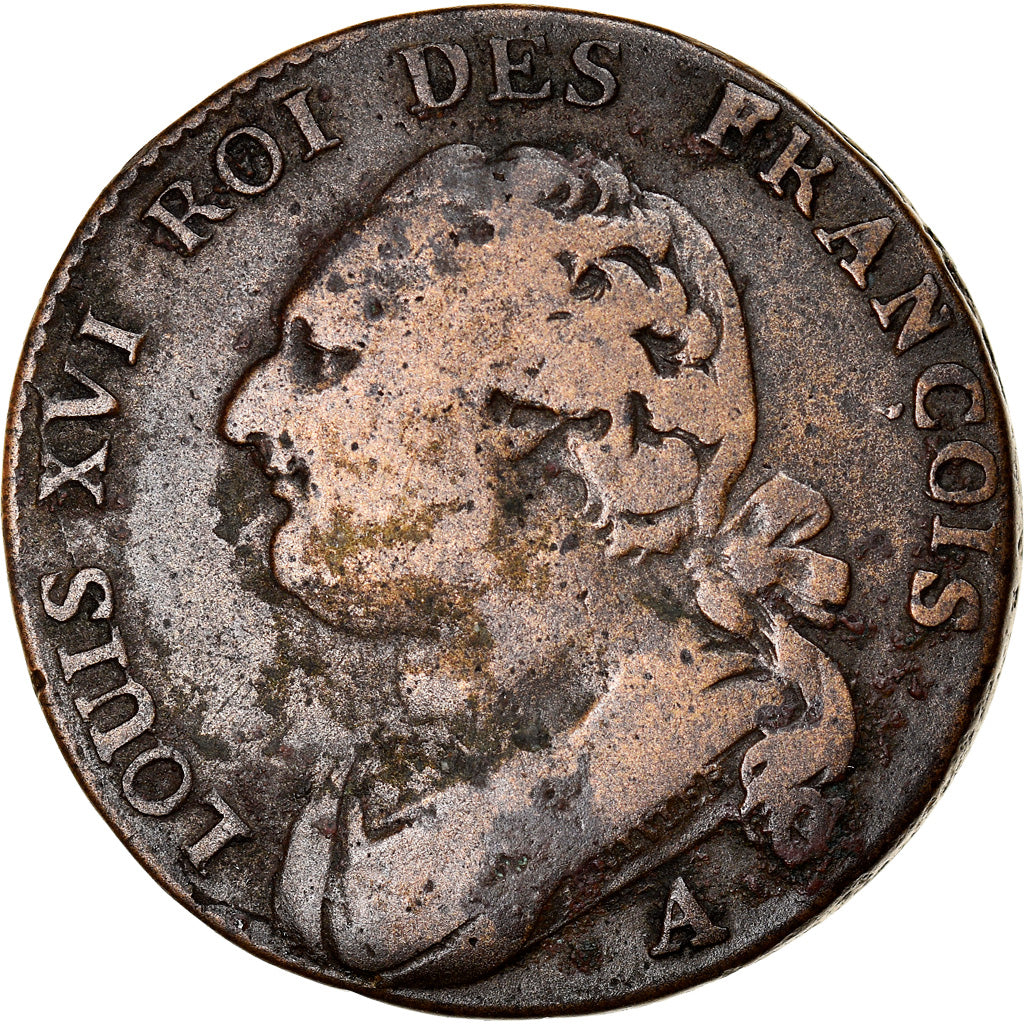Moneta, Francia, 12 deniers françois, 12 Deniers, 1791, Paris, MB+, Bronzo