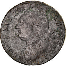 Moneta, Francia, Louis XVI, 12 Deniers, 1792, Saumur, MB, Bronzo, Gadoury:15
