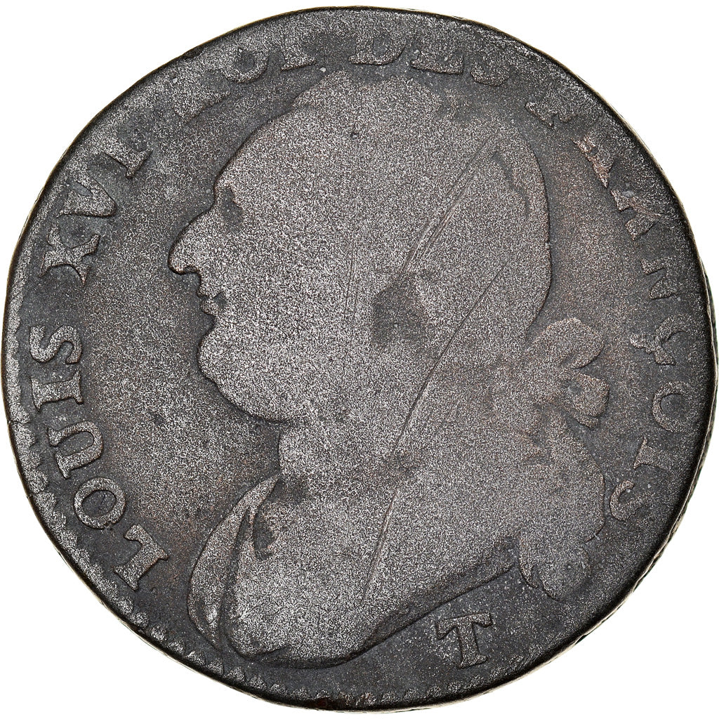 Monnaie, France, Louis XVI, 12 Deniers, 1792, Nantes, B+, Bronze, Gadoury:15