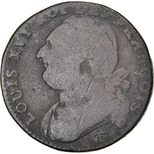 Monnaie, France, Louis XVI, 12 Deniers, 1792, Nantes, B+, Bronze, Gadoury:15