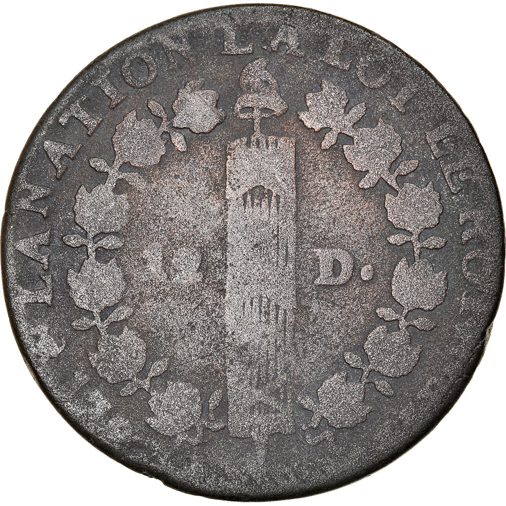Monnaie, France, Louis XVI, 12 Deniers, 1792, Nantes, B+, Bronze, Gadoury:15
