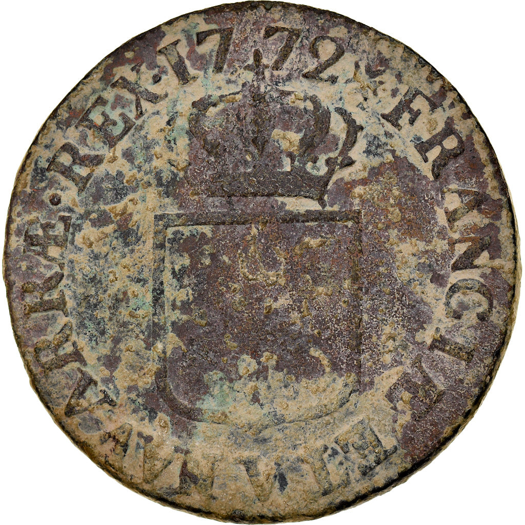 Münze, Frankreich, Louis XV, Sol à la vieille tête, Sol, 1772, Troyes, S+
