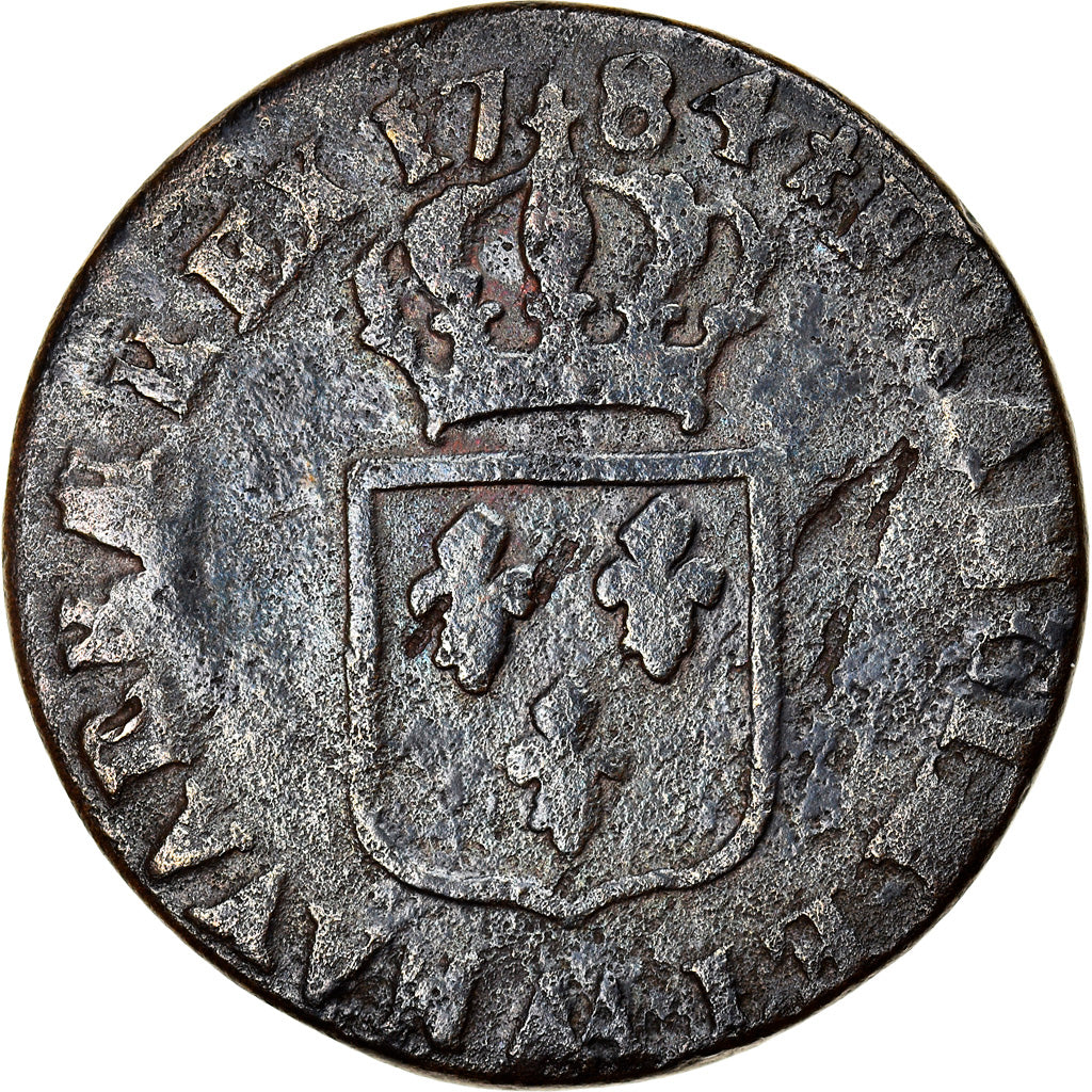 Monnaie, France, Louis XVI, Sol ou sou, Sol, 1784, Metz, TB, Cuivre
