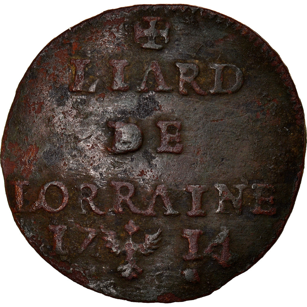 Münze, Frankreich, LORRAINE, Liard, 1714, S+, Kupfer, Boudeau:1594