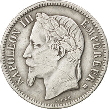 FRANCE, Napoléon III, Franc, 1867, Strasbourg, KM #806.2, VF(30-35), Silver, G..