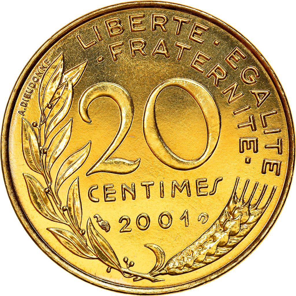 Monnaie, France, Marianne, 20 Centimes, 2001, Paris, SPL+, Aluminum-Bronze