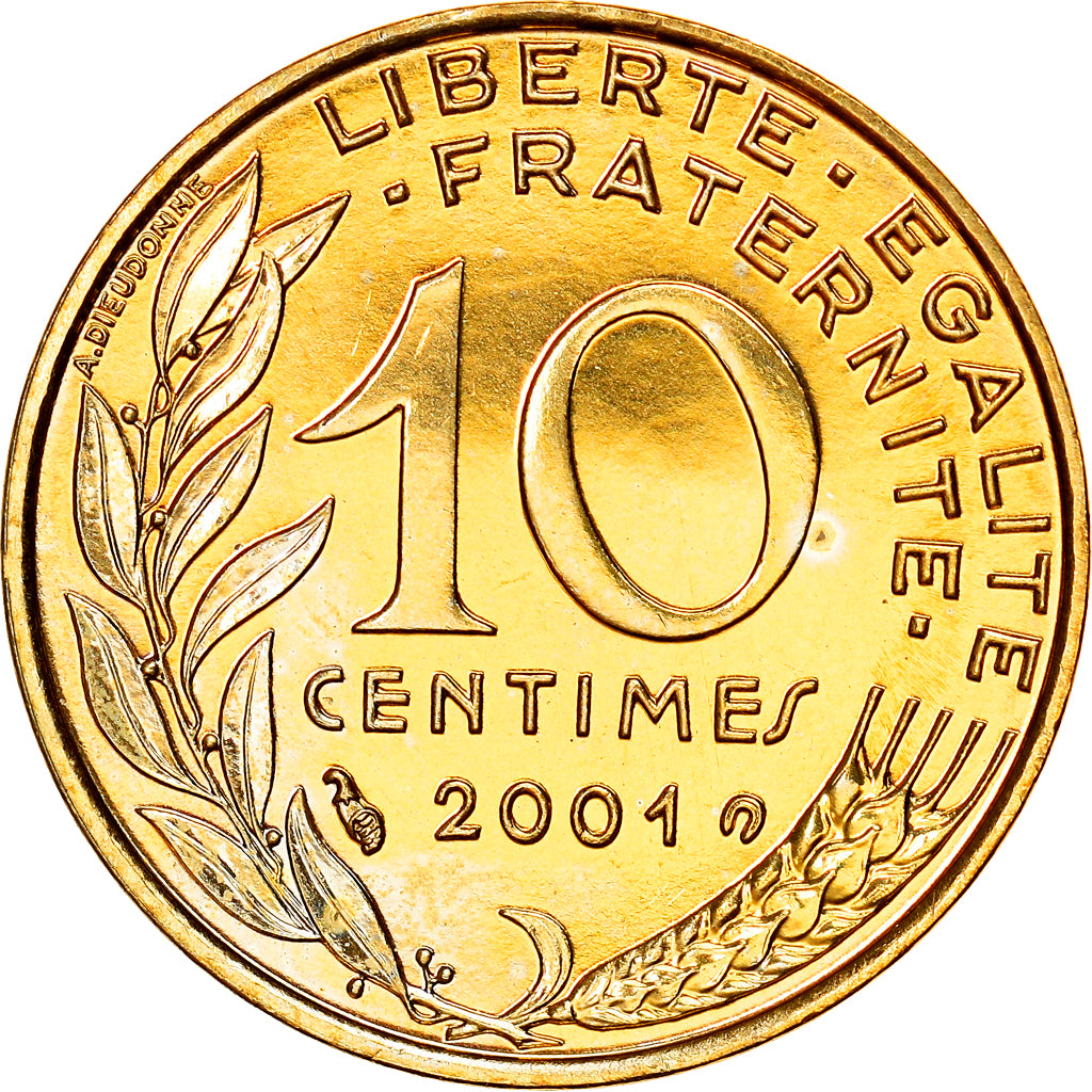 Coin, France, Marianne, 10 Centimes, 2001, Paris, MS(64), Aluminum-Bronze