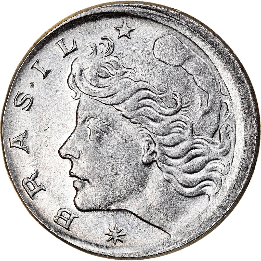 Moeda, Brasil, 10 Centavos, 1976, error off center strike, AU(55-58), Aço