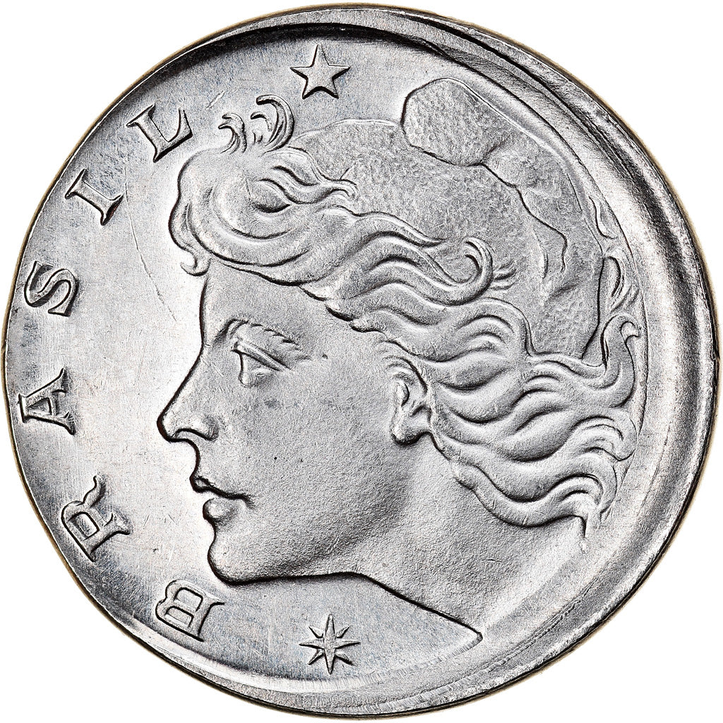 Moneda, Brasil, 10 Centavos, 1976, error off center strike, EBC, Acero