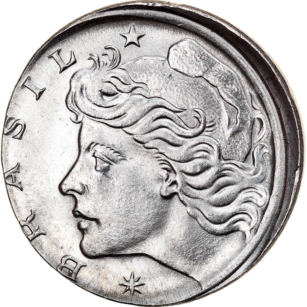 Moeda, Brasil, 10 Centavos, 1976, error off center strike, AU(55-58), Aço