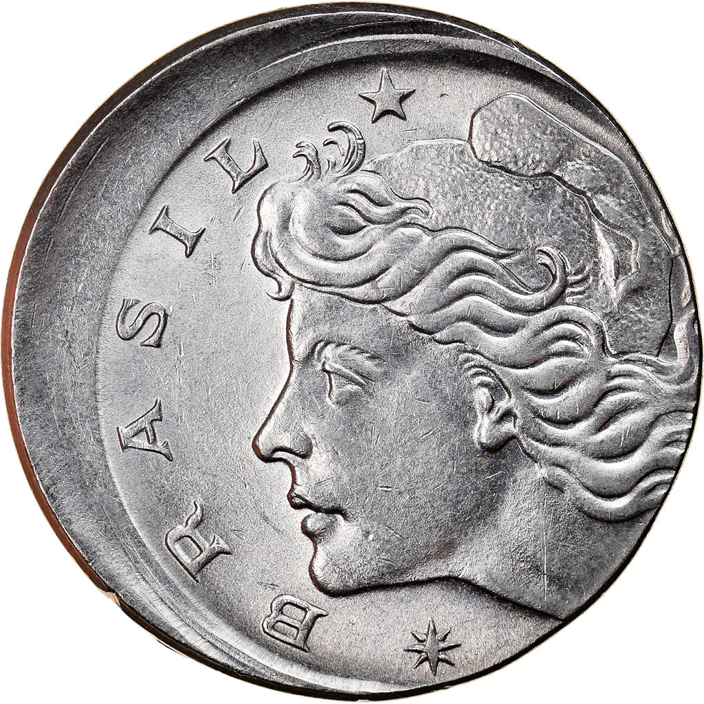 Moneda, Brasil, 10 Centavos, 1976, error off center strike, EBC, Acero