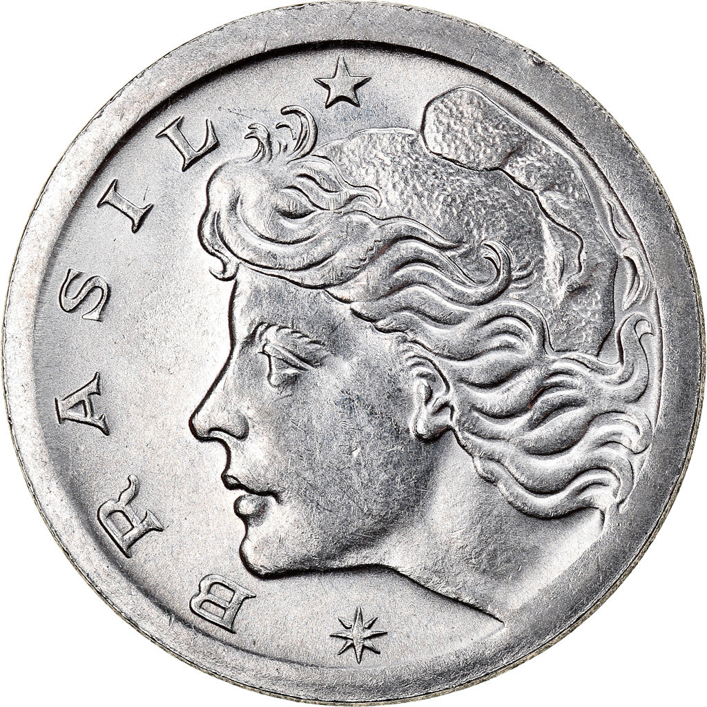 Moneda, Brasil, 10 Centavos, 1976, error broadstruck, EBC, Acero inoxidable